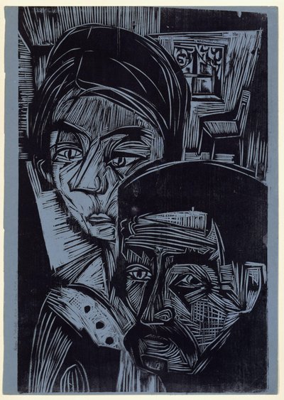 Bauernpaar in der Hütte (Andres und Annamargret Müller) von Ernst Ludwig Kirchner