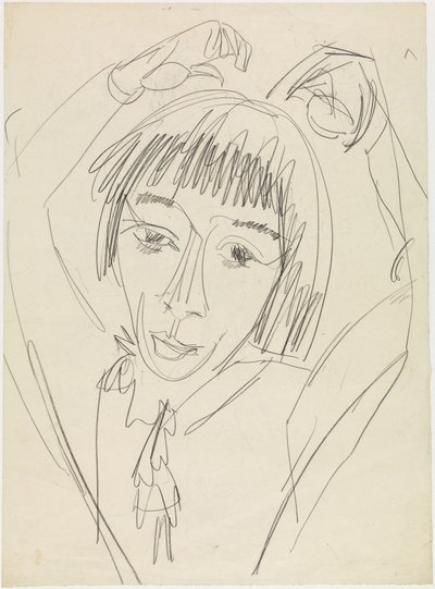 Brustbild Gerda mit erhobenen Armen von Ernst Ludwig Kirchner