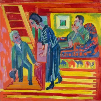Der Besuch - Paar und Neuling von Ernst Ludwig Kirchner