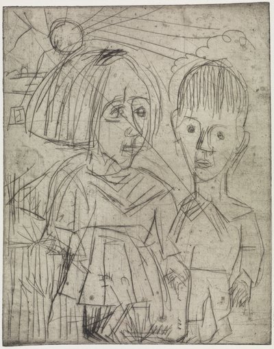 Kinder bei Sonnenuntergang/Menschen auf dem Berge von Ernst Ludwig Kirchner
