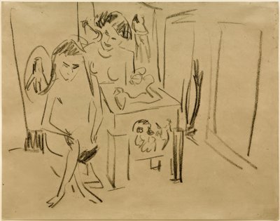 Ohne Titel (Dodo und Fränzi im Atelier) von Ernst Ludwig Kirchner