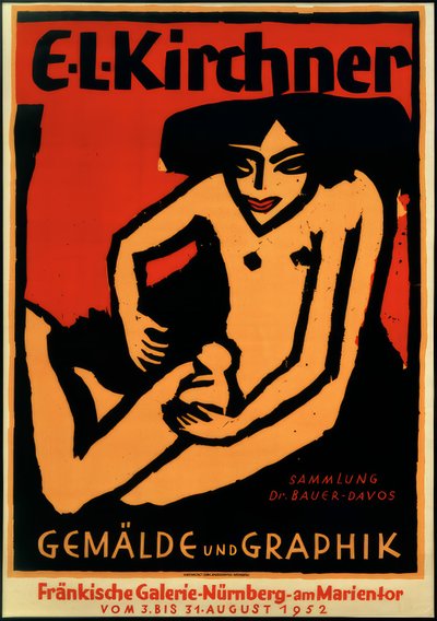 Plakat für die Ausstellung E.L.K., Fränkische Galerie, Nürnberg, 1952 von Ernst Ludwig Kirchner