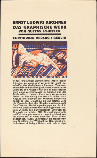 Liegender Akt mit Katze (Illustration für Ernst Ludwig Kirchner: Das Graphische Werk) von Ernst Ludwig Kirchner