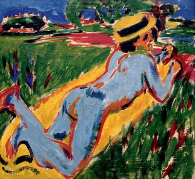 Recycling Blaue Nackte mit Strohhut, 1909 von Ernst Ludwig Kirchner