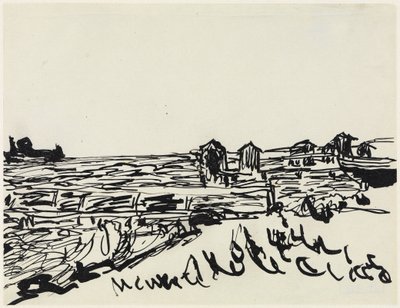 Strand mit Badekarren von Ernst Ludwig Kirchner