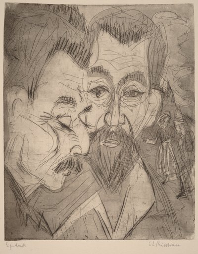 Zwei Bauernköpfe von Ernst Ludwig Kirchner