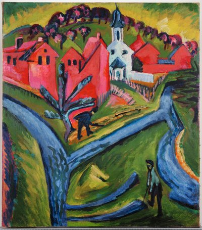 Dorf mit blauen Straßen von Ernst Ludwig Kirchner