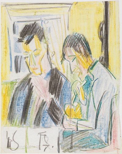 Zwei Männer am Tisch von Ernst Ludwig Kirchner
