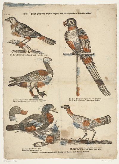 Wilt / Oh! junge Jugend, diese Vögel betrachten / Die sehr lebendig aussehen von Erven de Weduwe Jacobus van Egmont
