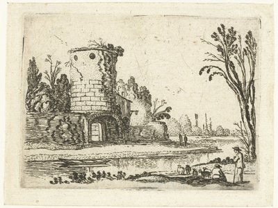 Runder Turm mit einem Tor von Esaias van de Velde