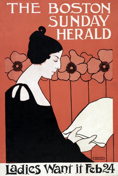 The Boston Sunday Herald - Ladies Want It, 24. Februar, veröffentlicht um 1900 von Ethel Reed