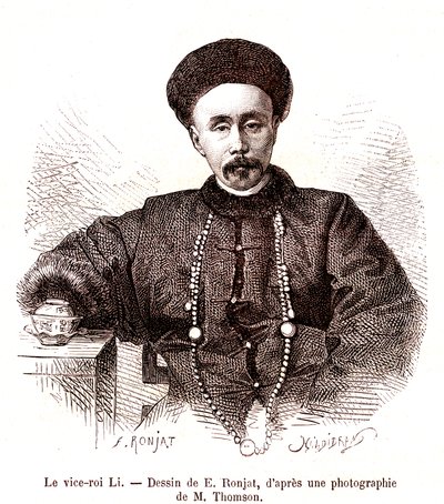 Li Hongzang, Vizekönig von Zhili, am kaiserlichen Hof von China. 1873 von Etienne Antoine Eugene Ronjat