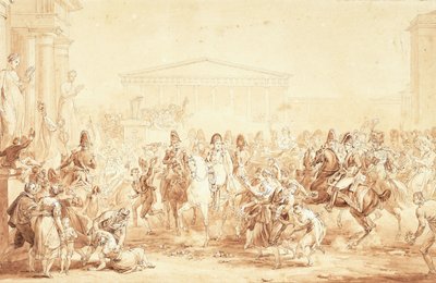 Die Ankunft von Kaiser Napoleon I. mit Kaiserin Marie-Louise im Hotel de Ville, Paris von Etienne Barthelemy Garnier