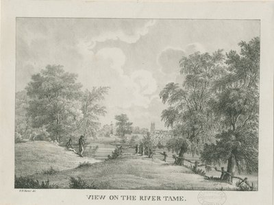 Tamworth - Der Fluss Tame: Lithographie, undatiert [1796-1865] von Etienne Bruno Hamel