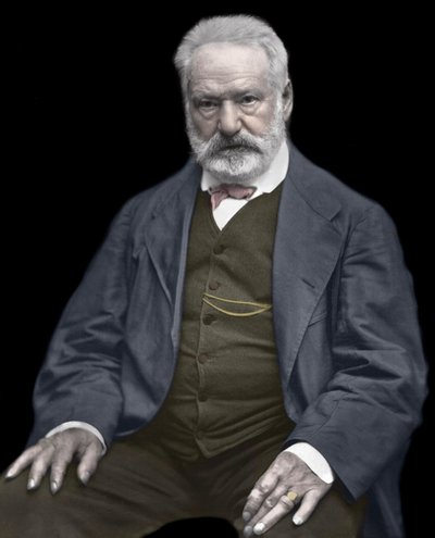 Porträt von Victor Hugo (1802-1885), französischer Schriftsteller und Dichter, Kolorierung auf einem Foto von Etienne Carjat (1828-1906) - Victor Hugo (1802-1885). Englischer Schriftsteller und Dichter. ca. 1870. Koloriertes Foto von Etienne Carjat