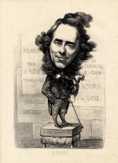 Flugblatt - Illustration von Etienne Carjat (1826-1906): Sivori Camille Camillo (1815-1894) von Etienne Carjat