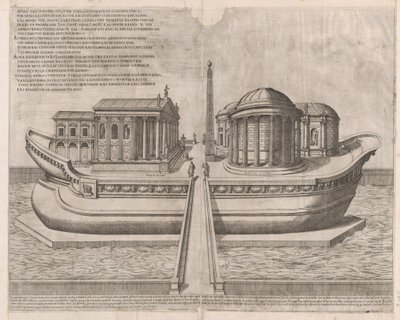 Speculum Romanae Magnificentiae: Tempel auf der Insel Tiber, 1582 von Etienne Duperac