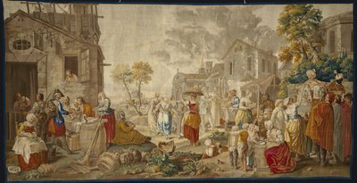 Der Freiluftmarkt, aus Dorffesten, 1775-89 von Étienne Jeaurat
