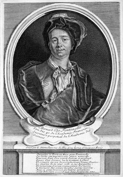 Bernard Le Bovier de Fontenelle, französischer Autor (Stich) von Etienne Jehandier (after) Desrochers