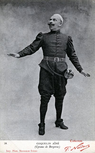 Constant Coquelin alias Coquelin aîné im Kostüm von Cyrano de Bergerac (s/w Foto) von Etienne Neurdein