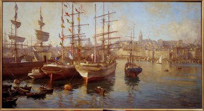 Orange Balacelles. (Ansicht des Hafens von Marseille) von Etienne Philippe Martin