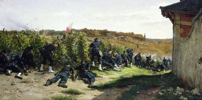Die Tirailleurs de la Seine in der Schlacht von Rueil-Malmaison, 21. Oktober 1870, 1875 von Etienne Prosper Berne Bellecour