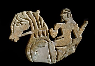 Etruskische Zivilisation: Akroterion in Form eines Reiters. 7. Jahrhundert v. Chr. Aus dem Palast von Murlo. Florenz, Soprintendenza Archeologica von Etruscan