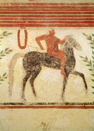 Reiter, linke Seite, aus dem Grab des Barons, ca. 500 v. Chr. (Wandmalerei) von Etruscan