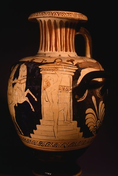 Hydria vom Maler der Biga Vaticana, Detail des Aedikula mit Maler bei der Arbeit von Etruscan