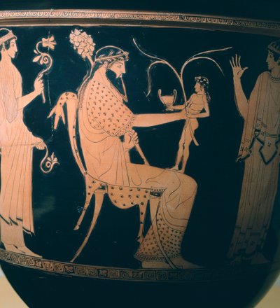Krater (große Vase) vom Altamura-Maler, Detail zeigt Dionysos. Rotfigurige Keramik. Etruskische Zivilisation, 5.-4. Jh. v. Chr. von Etruscan