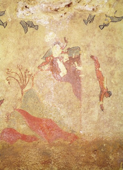 Felsen und Taucher, aus dem Grab der Jagd und Fischerei, ca. 520-510 v. Chr. von Etruscan