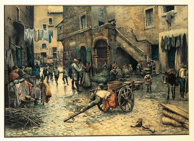Italien, Rom, Straßenleben in der Via Capocciuto im (jüdischen) Ghetto in Rom von Ettore Roesler Franz von Ettore Roesler Franz