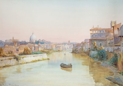Blick auf den Tevere von der Ponte Sisto von Ettore Roesler Franz