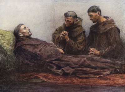 Der kranke heilige Franziskus im Bischofspalast von Assisi von Eugene (after) Burnand