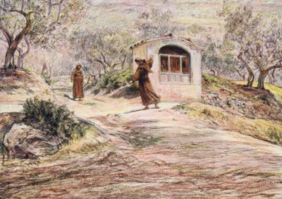 St. Franziskus lässt Bruder Masseo viele Male drehen, um den Weg zu finden von Eugene (after) Burnand