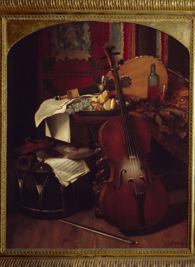 Stillleben mit Musikinstrumenten von Eugene Appert