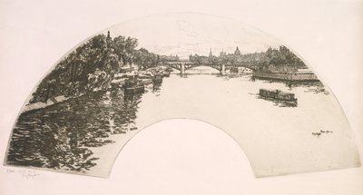 Fächer, Die Seine vom Pont Royal gesehen von Eugene Bejot