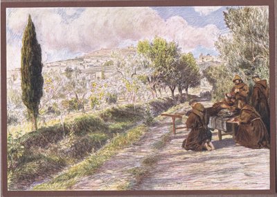 St. Franziskus segnet die Stadt Assisi von Eugene Burnand