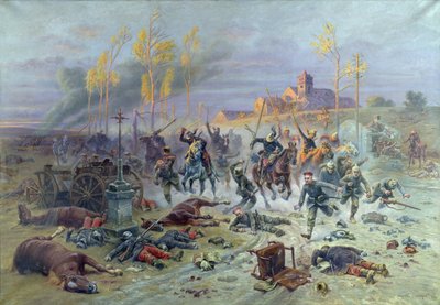 Der Angriff französischer Soldaten in der Schlacht an der Marne, 8. oder 9. September 1914, 1915 von Eugene Chaperon
