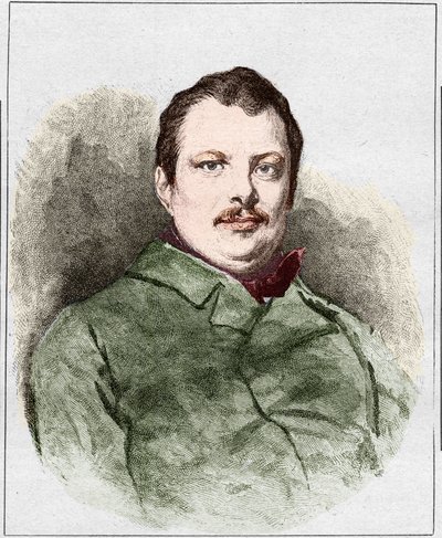 Porträt von Honoré Balzac im Jahr 1830 (1799 - 1850), französischer Schriftsteller. Gravur von Eugene Chiquet. von Eugene Chiquet