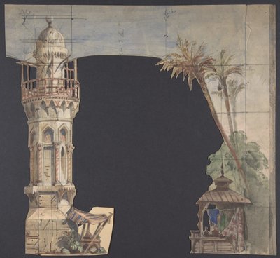 Bühnenbildentwurf an der Opéra, Paris, 1830-90 von Eugene Ciceri