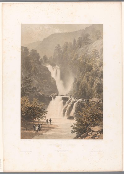 Wanderer mit Blick auf den Reichenbachfall von Eugene Ciceri