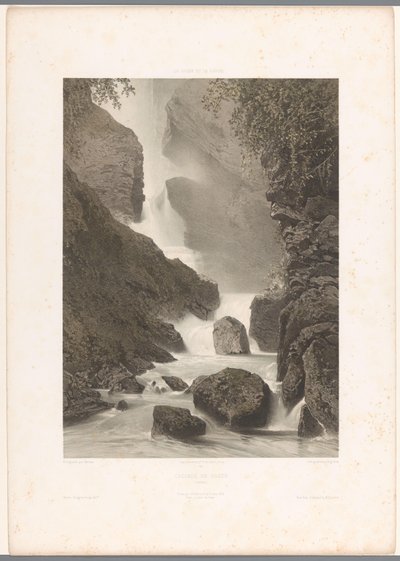 Ansicht des Chède-Wasserfalls von Eugene Ciceri