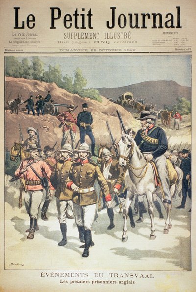 Ereignisse im Transvaal: die ersten englischen Gefangenen, Titelseite von Le Petit Journal, 29. Oktober 1899 von Eugene Damblans