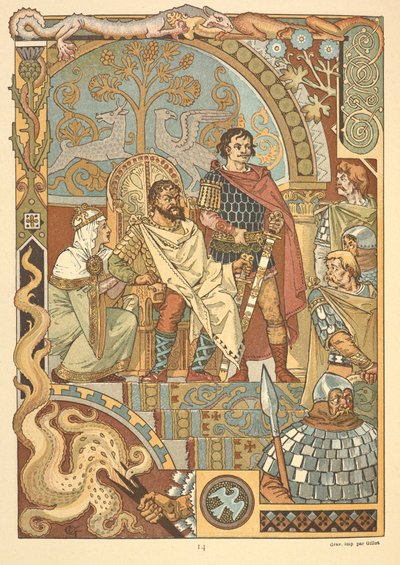 Ein König auf seinem Thron, im Gericht von Eugene Grasset