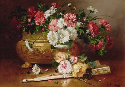 Stillleben mit einem Fächer von Eugene Henri Cauchois