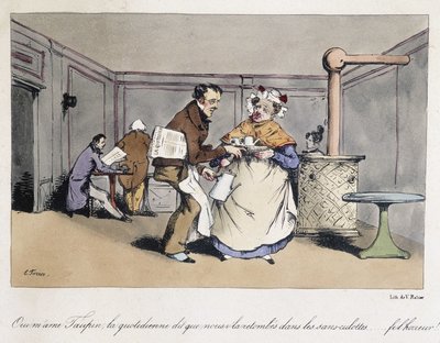 Waldkarikatur in einem französischen Café. von Eugene Hippolyte Forest