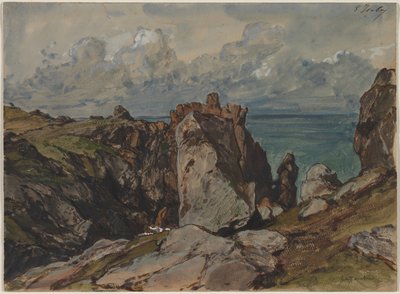 Klippen am Meer bei Cézembre, Bretagne von Eugene Isabey