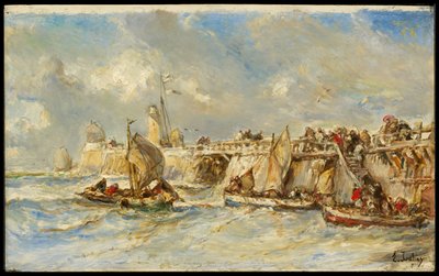 Anlegestelle am Kai von Eugene Isabey