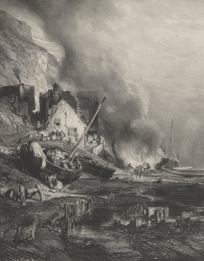 Ausrüstung eines Schiffes bei Ebbe, 1833 von Eugene Isabey